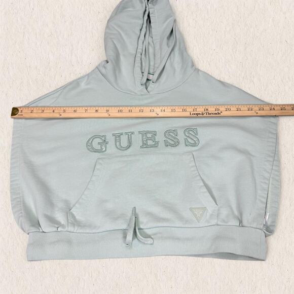 Guess Mint Green Y2K Sleeveless‎ Cropped Hoodie Logo Top Size M - Sporty Bratz - Picture 7 of 7